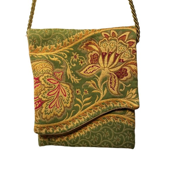 Handmade Tapestry Bag Floral Pattern Handbag Purse Sustainable Fashion Gift - Picture 1 of 7
